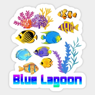 Blue Lagoon, The Story of the Sea,tropical fish, coral reefs, seaweed Sticker